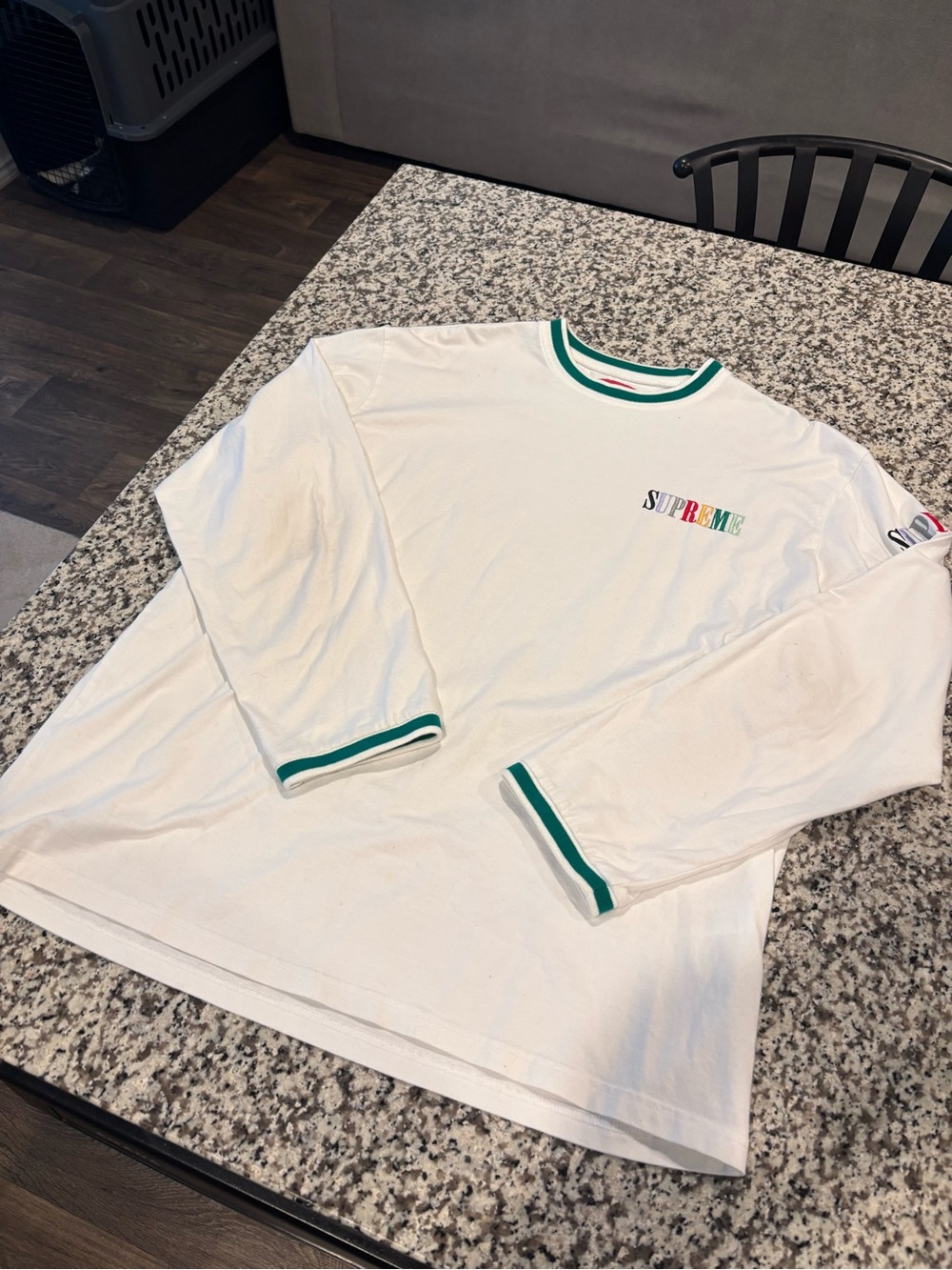 Supreme Multi Color Logo L/S Top in White from Fall/Winter 2020